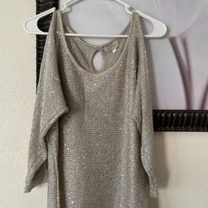 Sparkle cold shoulder top